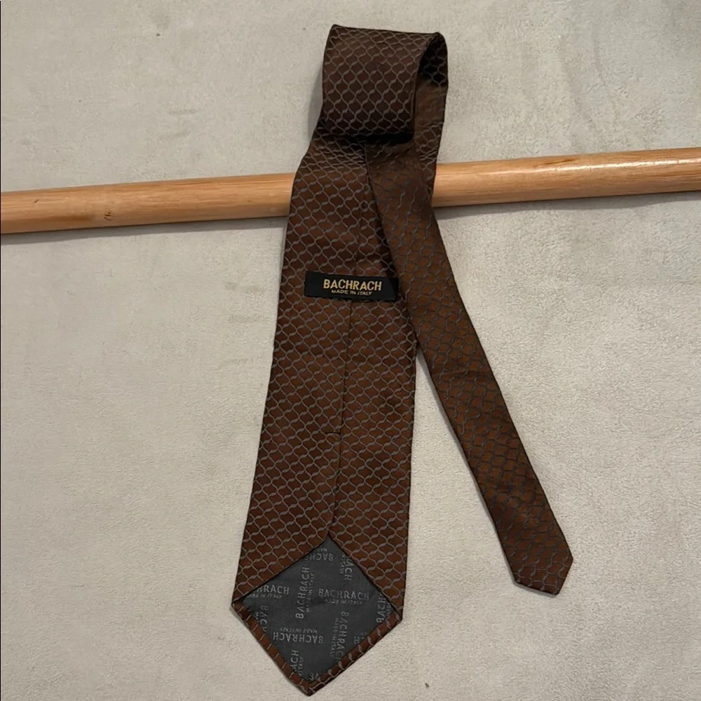 Bachrach Brown Textured Silk Tie made in‎ Italy